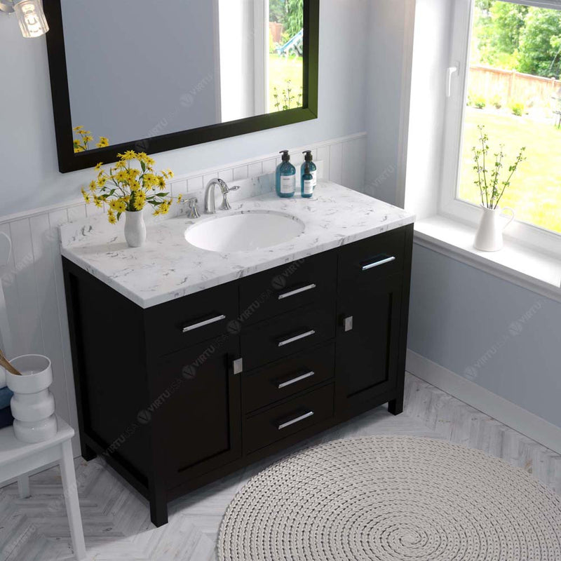 Modern Fittings Caroline 48" Single Bath Vanity with Cultured Marble Quartz Top and Round Sink Faucet