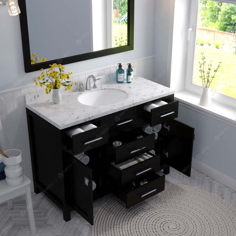 Modern Fittings Caroline 48" Single Bath Vanity with Cultured Marble Quartz Top and Round Sink Faucet