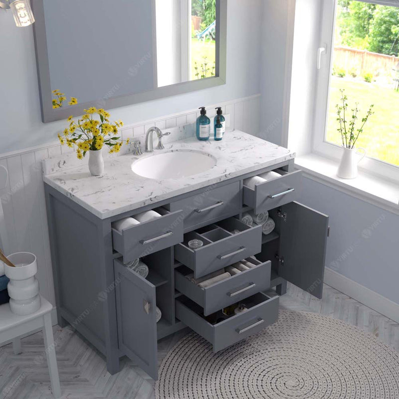 Modern Fittings Caroline 48" Single Bath Vanity with Cultured Marble Quartz Top and Round Sink