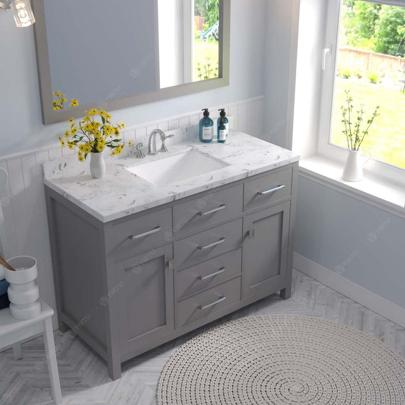 Modern Fittings Caroline 48" Single Bath Vanity with Cultured Marble Quartz Top and Square Sink