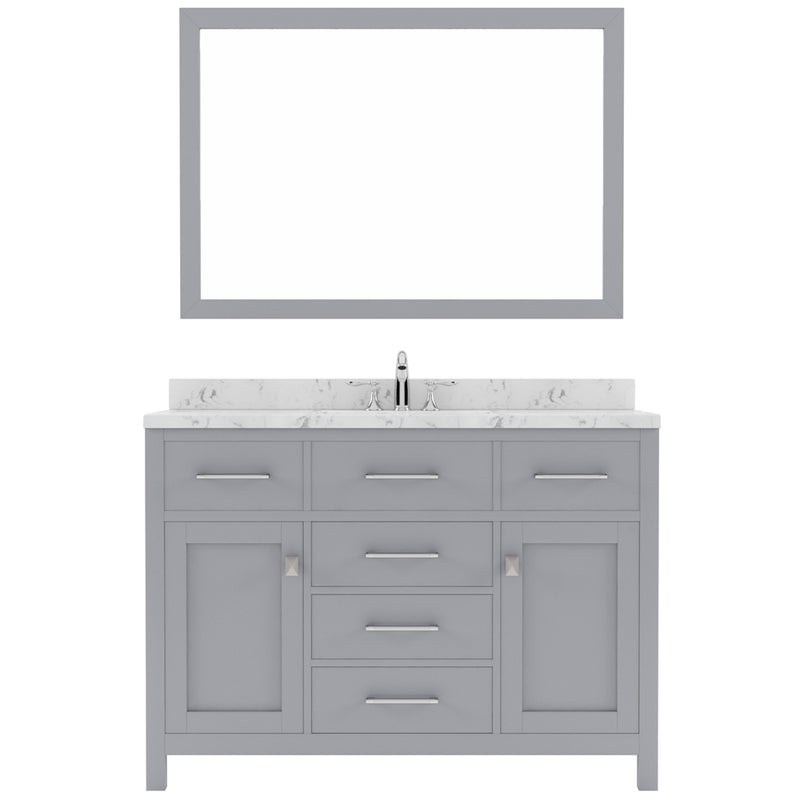 Modern Fittings Caroline 48" Single Bath Vanity with Cultured Marble Quartz Top and Square Sink Faucet