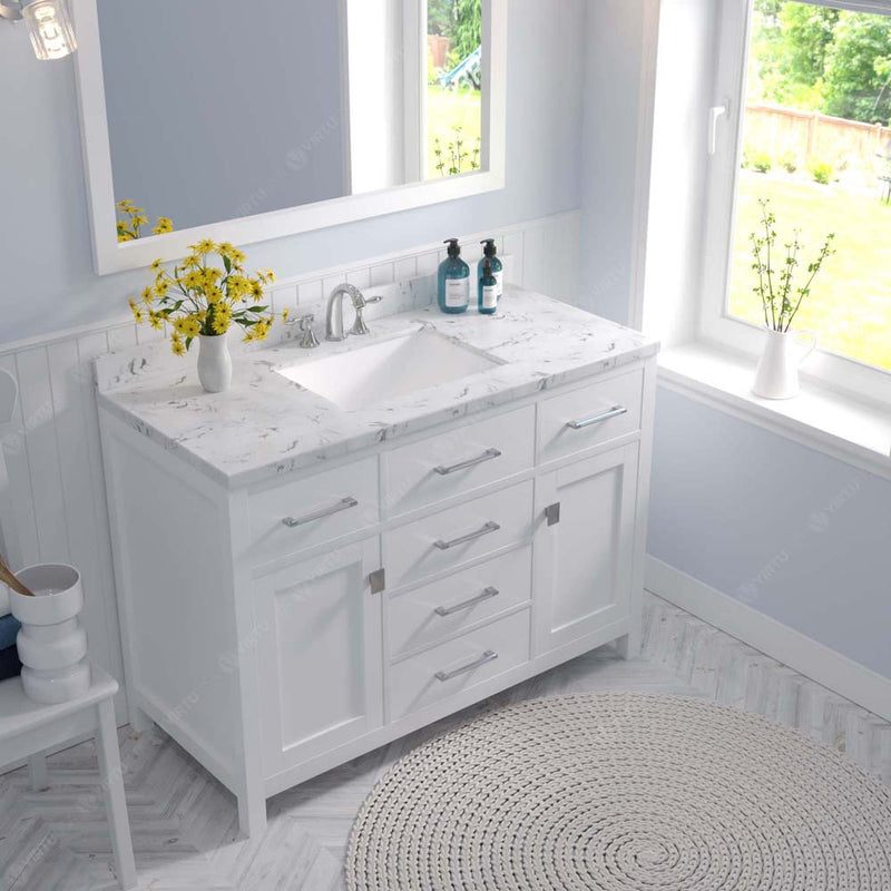 Modern Fittings Caroline 48" Single Bath Vanity with Cultured Marble Quartz Top and Square Sink