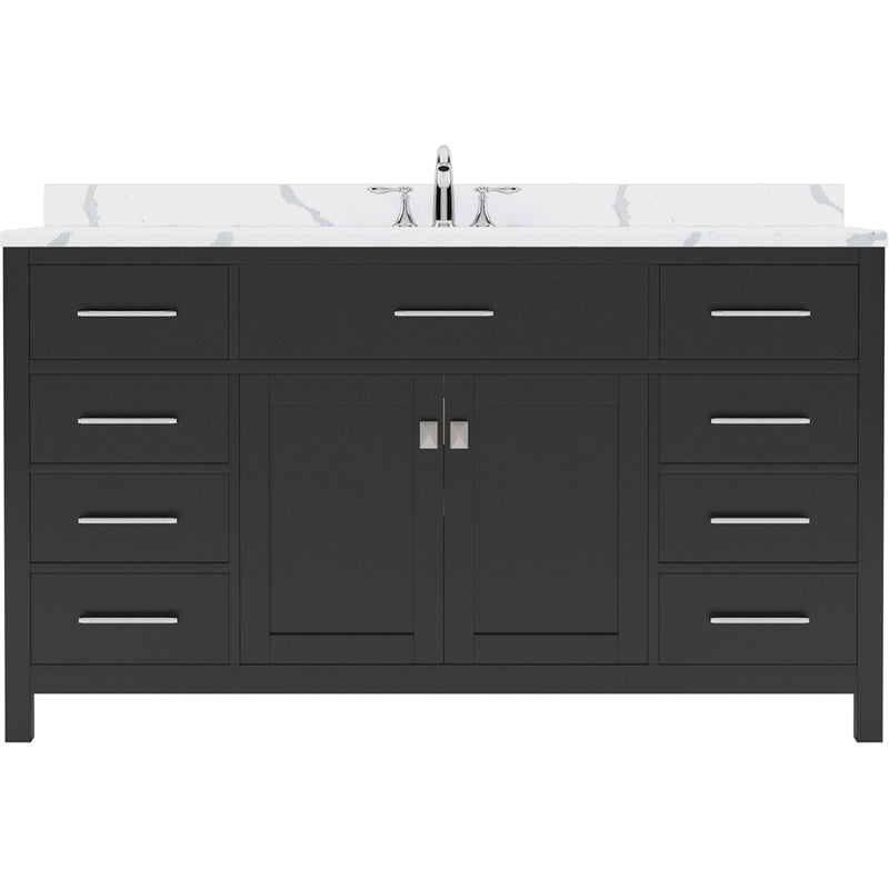 Modern Fittings Caroline 60" Single Bath Vanity with Calacatta Quartz Top and Round Sink