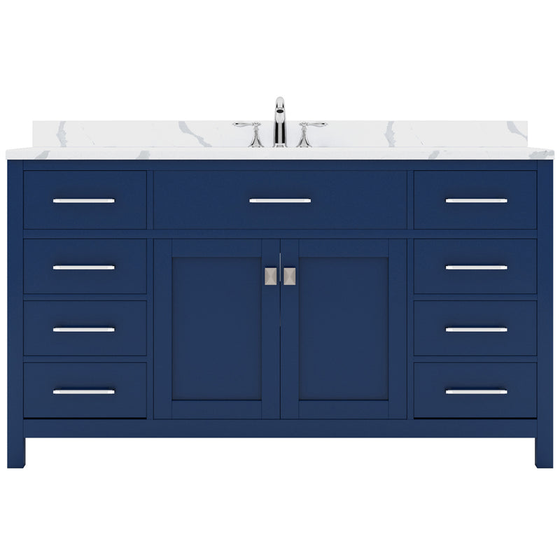 Modern Fittings Caroline 60" Single Bath Vanity with Calacatta Quartz Top and Round Sink