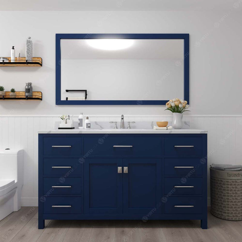 Modern Fittings Caroline 60" Single Bath Vanity with Calacatta Quartz Top and Round Sink