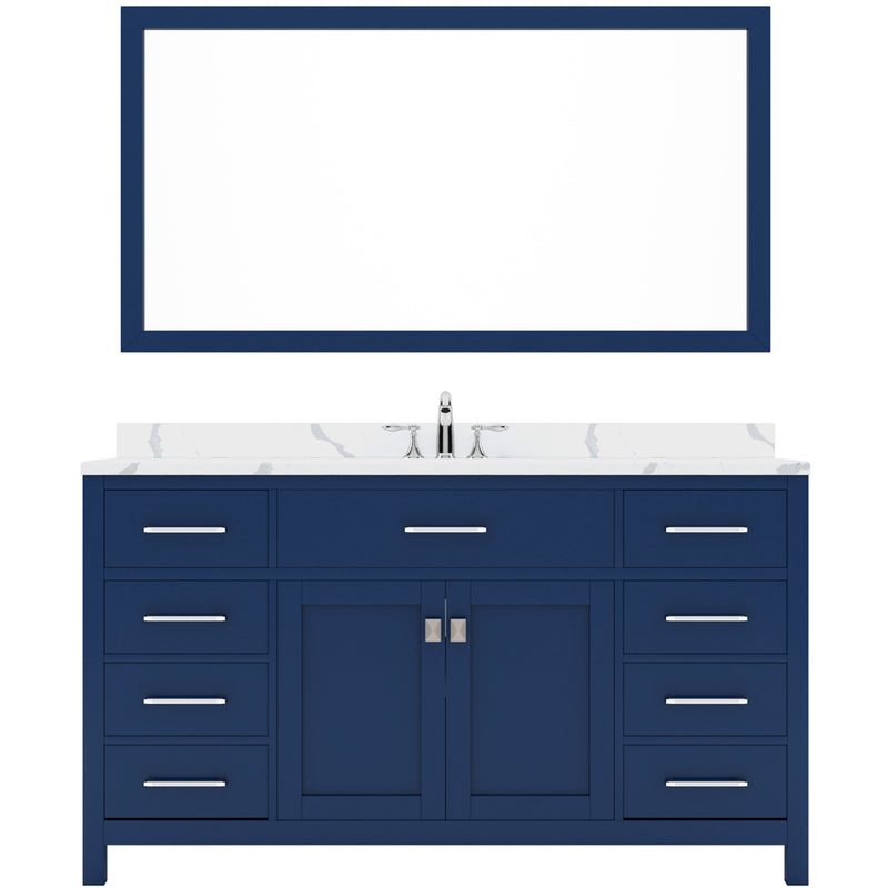 Modern Fittings Caroline 60" Single Bath Vanity with Calacatta Quartz Top and Round Sink