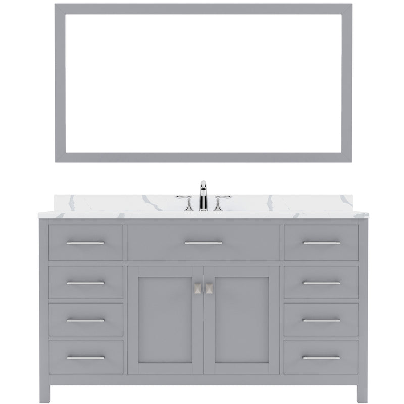 Modern Fittings Caroline 60" Single Bath Vanity with Calacatta Quartz Top and Round Sink