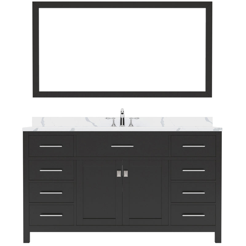 Modern Fittings Caroline 60" Single Bath Vanity with Calacatta Quartz Top and Square Sink Faucet