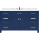 Modern Fittings Caroline 60" Single Bath Vanity with Calacatta Quartz Top and Square Sink