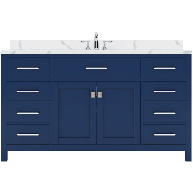 Modern Fittings Caroline 60" Single Bath Vanity with Calacatta Quartz Top and Square Sink