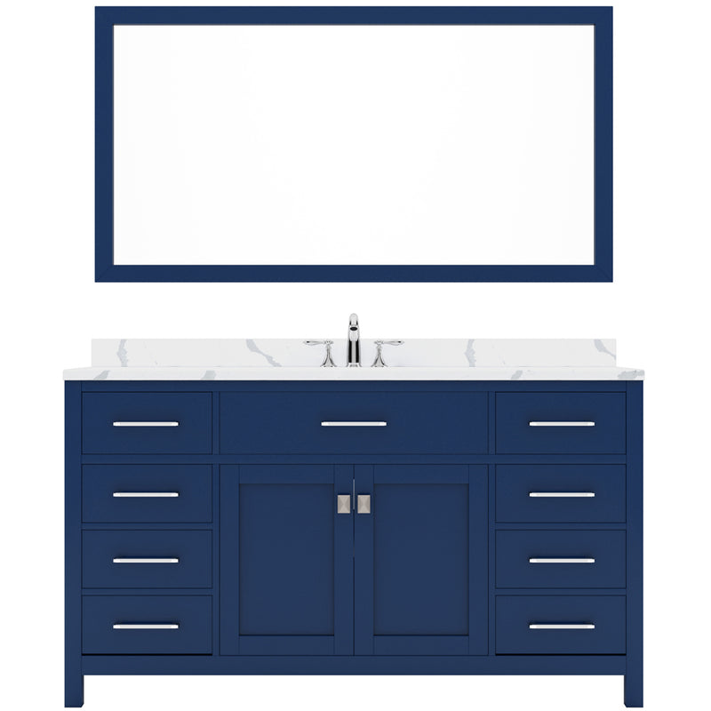 Modern Fittings Caroline 60" Single Bath Vanity with Calacatta Quartz Top and Square Sink Faucet