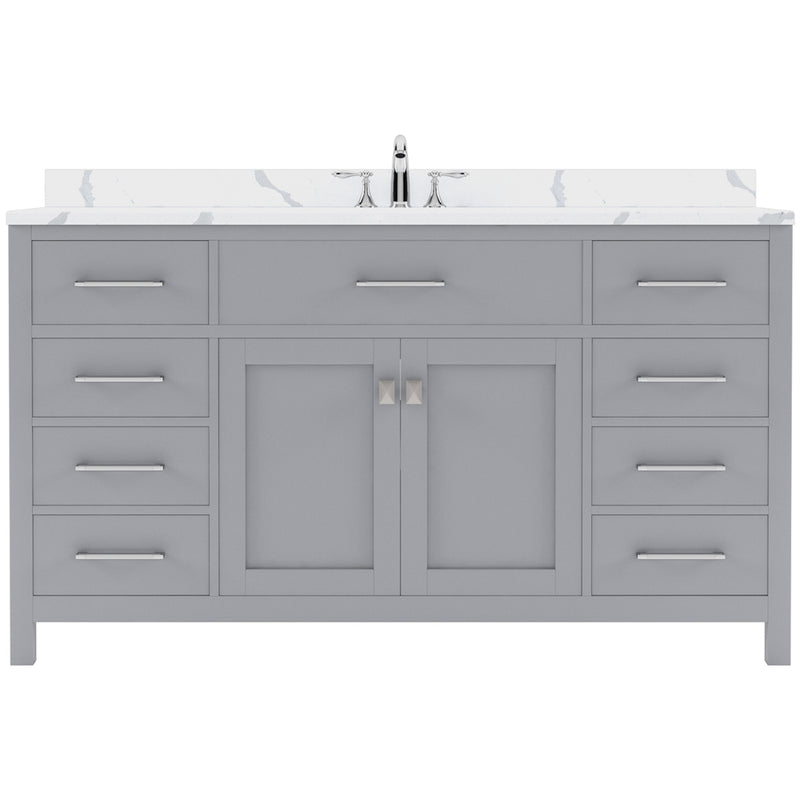 Modern Fittings Caroline 60" Single Bath Vanity with Calacatta Quartz Top and Square Sink