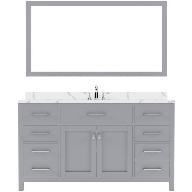 Modern Fittings Caroline 60" Single Bath Vanity with Calacatta Quartz Top and Square Sink Faucet