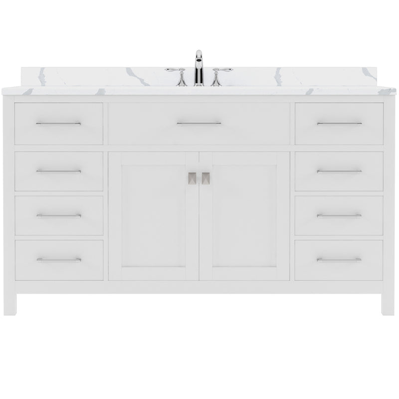 Modern Fittings Caroline 60" Single Bath Vanity with Calacatta Quartz Top and Square Sink