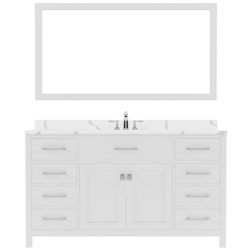 Modern Fittings Caroline 60" Single Bath Vanity with Calacatta Quartz Top and Square Sink Faucet