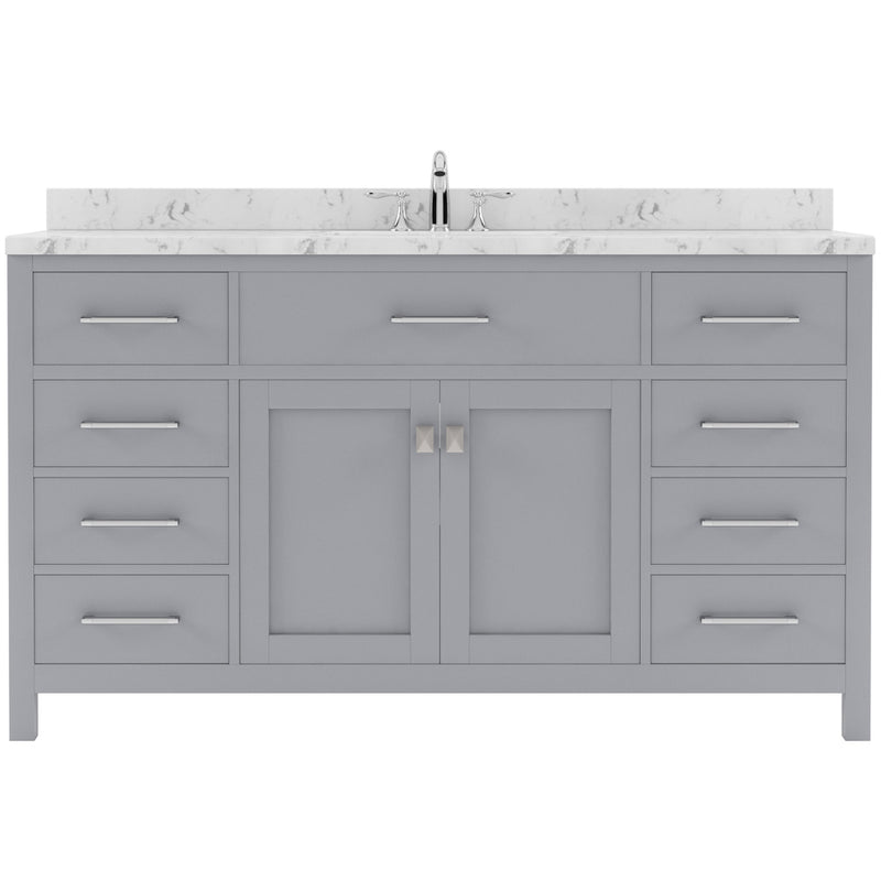 Modern Fittings Caroline 60" Single Bath Vanity with Cultured Marble Quartz Top and Round Sink