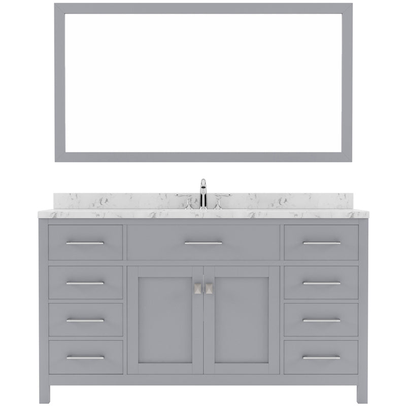 Modern Fittings Caroline 60" Single Bath Vanity with Cultured Marble Quartz Top and Round Sink