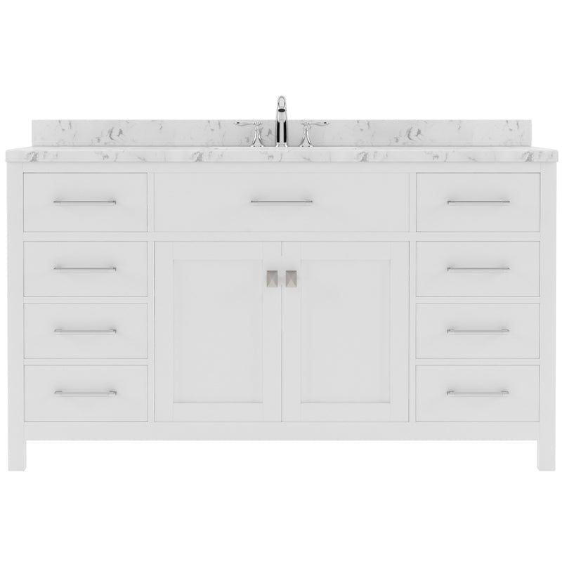 Modern Fittings Caroline 60" Single Bath Vanity with Cultured Marble Quartz Top and Round Sink