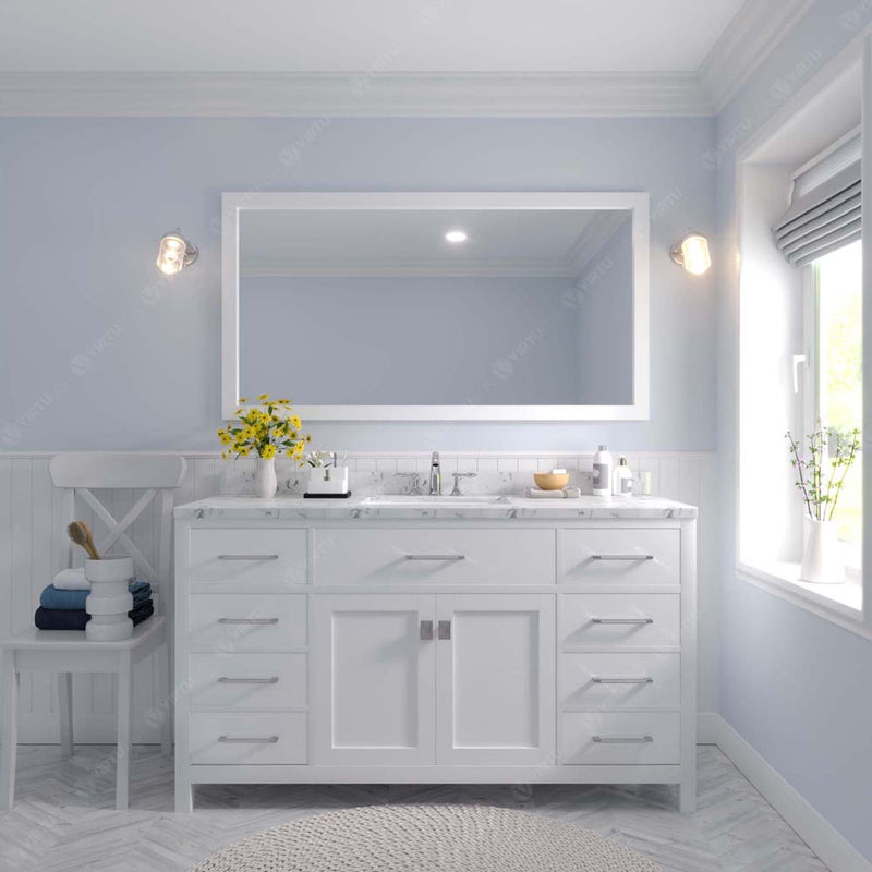 Modern Fittings Caroline 60" Single Bath Vanity with Cultured Marble Quartz Top and Round Sink Faucet