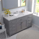 Modern Fittings Caroline 60" Single Bath Vanity with Cultured Marble Quartz Top and Square Sink Faucet