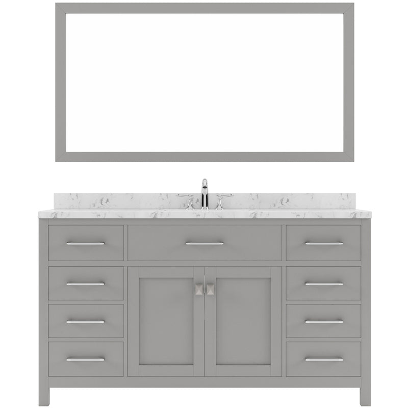 Modern Fittings Caroline 60" Single Bath Vanity with Cultured Marble Quartz Top and Square Sink Faucet