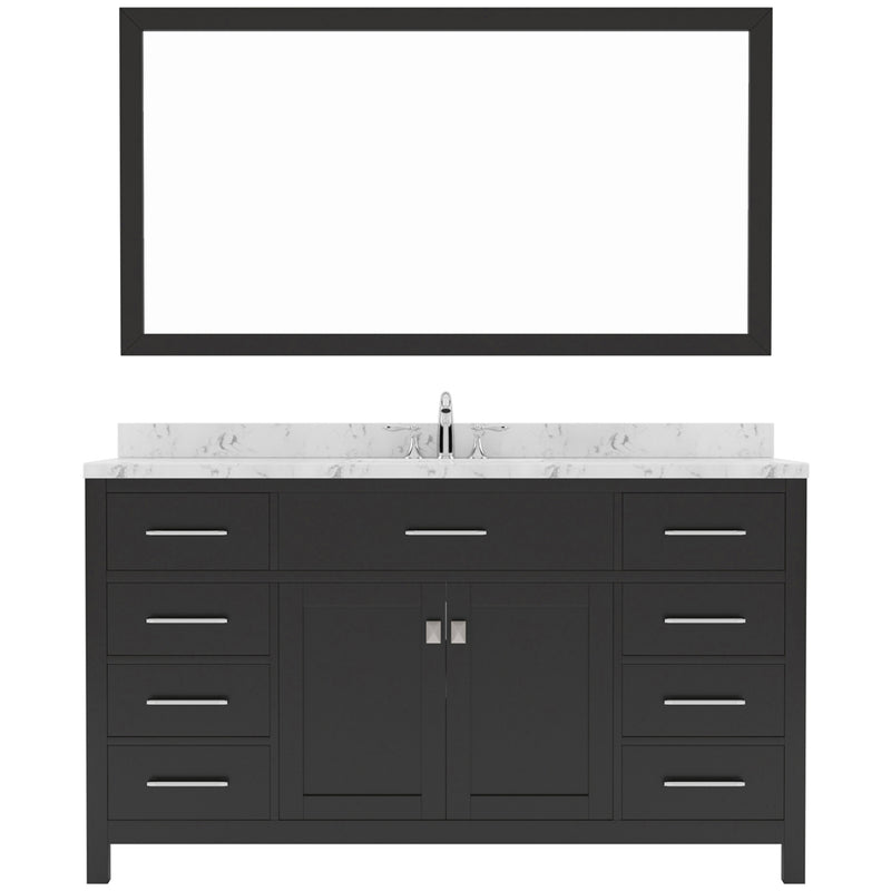 Modern Fittings Caroline 60" Single Bath Vanity with Cultured Marble Quartz Top and Square Sink Faucet