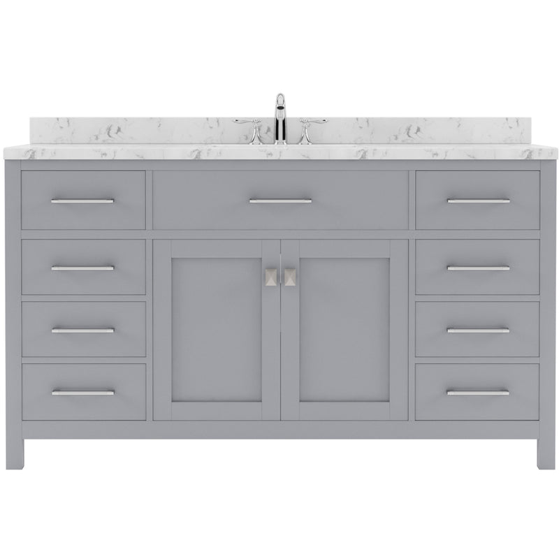 Modern Fittings Caroline 60" Single Bath Vanity with Cultured Marble Quartz Top and Square Sink