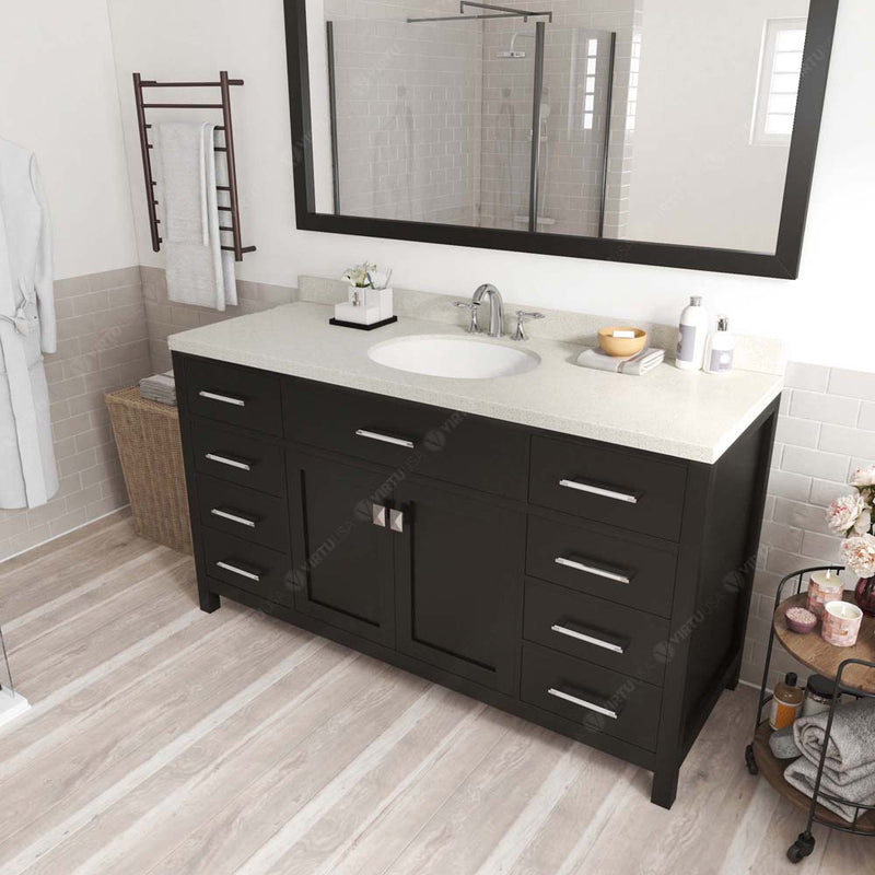 Modern Fittings Caroline 60" Single Bath Vanity with Quartz Top and Round Sink