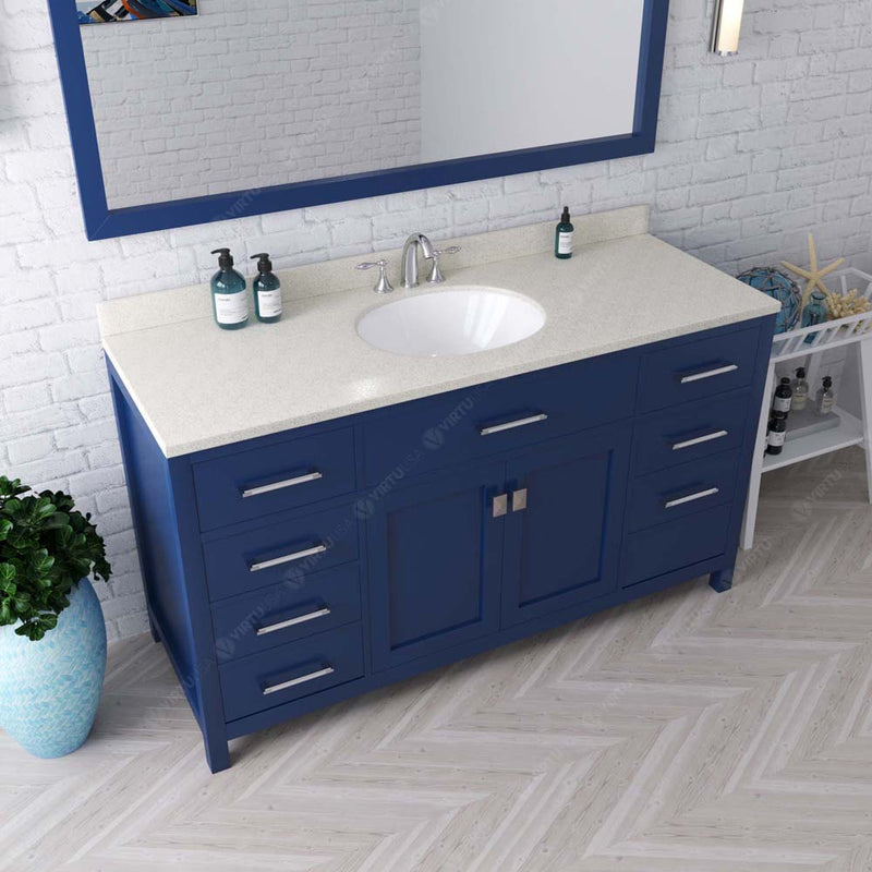 Modern Fittings Caroline 60" Single Bath Vanity with Quartz Top and Round Sink Faucet