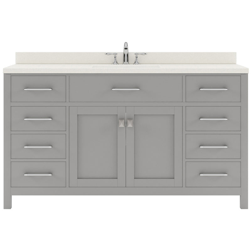 Modern Fittings Caroline 60" Single Bath Vanity with Quartz Top and Square Sink