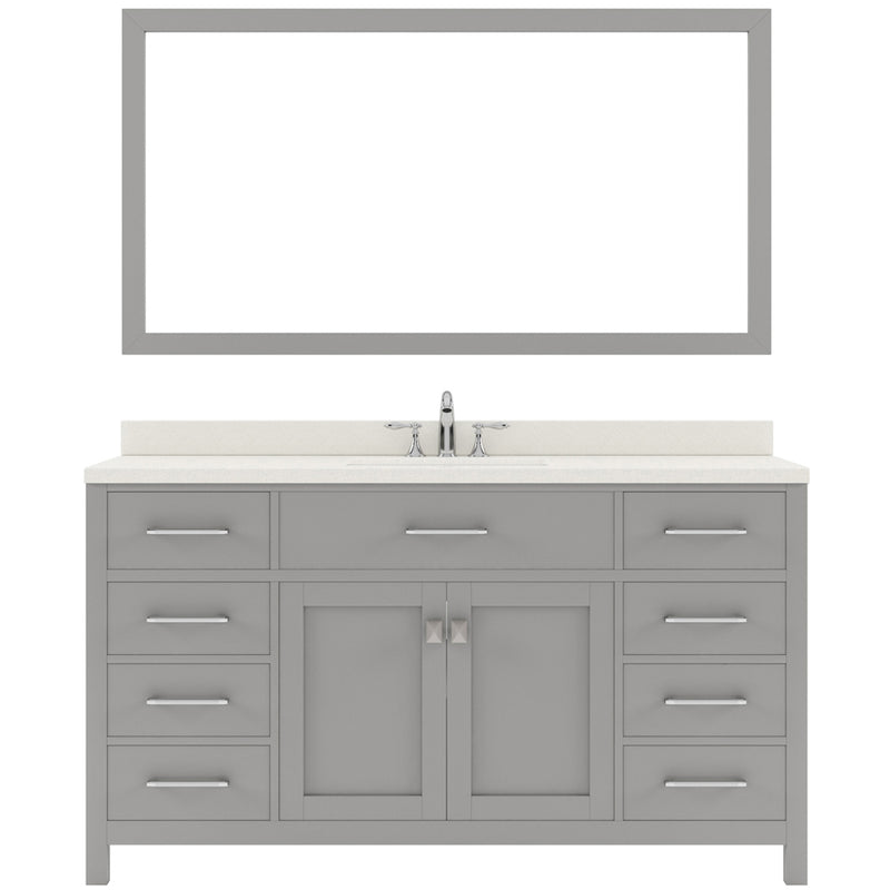 Modern Fittings Caroline 60" Single Bath Vanity with Quartz Top and Square Sink Faucet