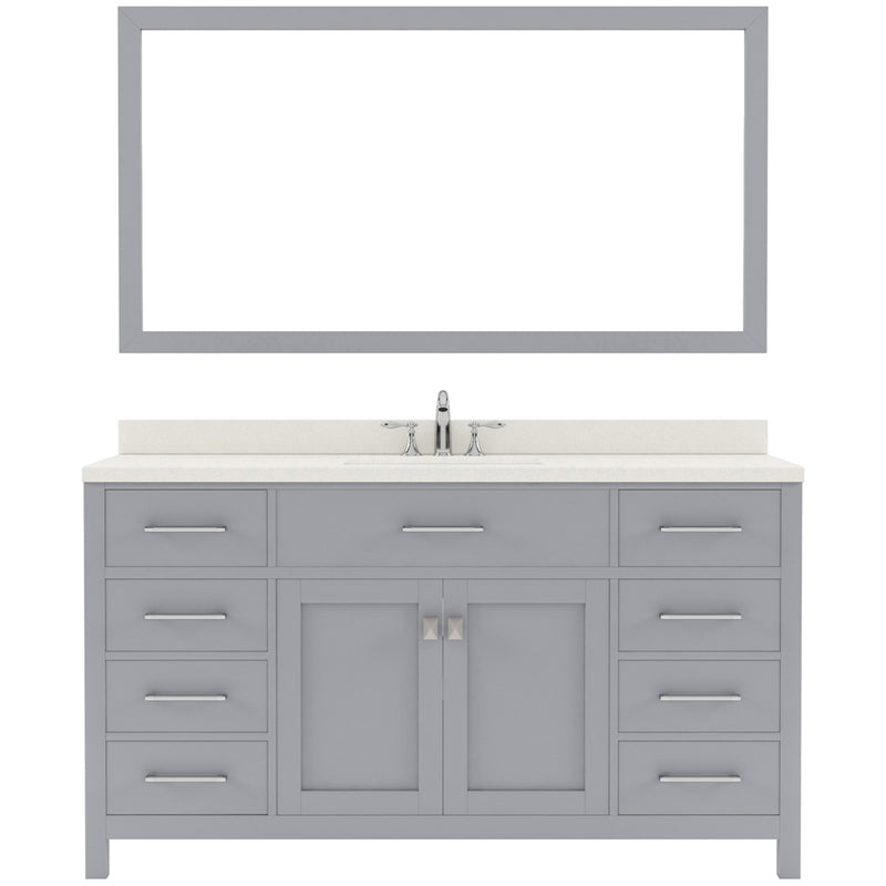 Modern Fittings Caroline 60" Single Bath Vanity with Quartz Top and Square Sink