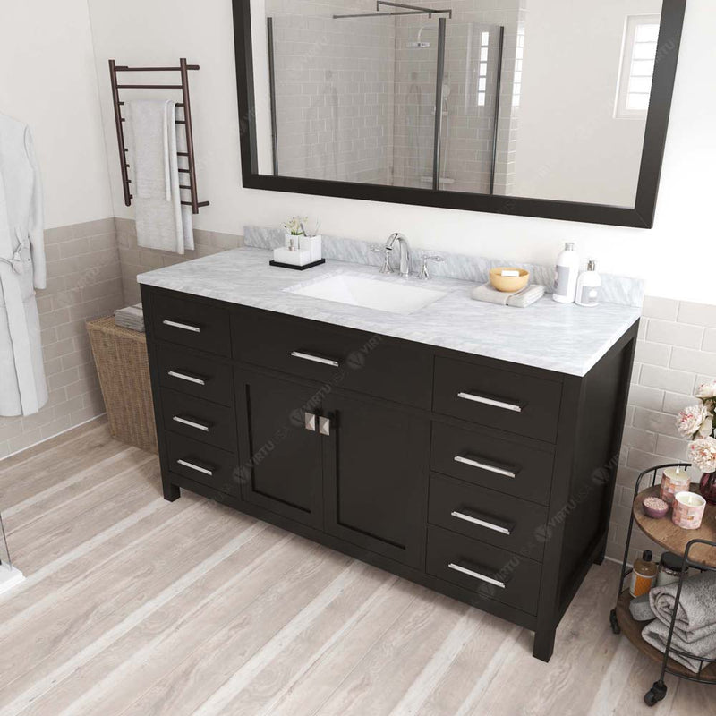 Modern Fittings Caroline 60" Single Bath Vanity with Marble Top and Square Sink Faucet