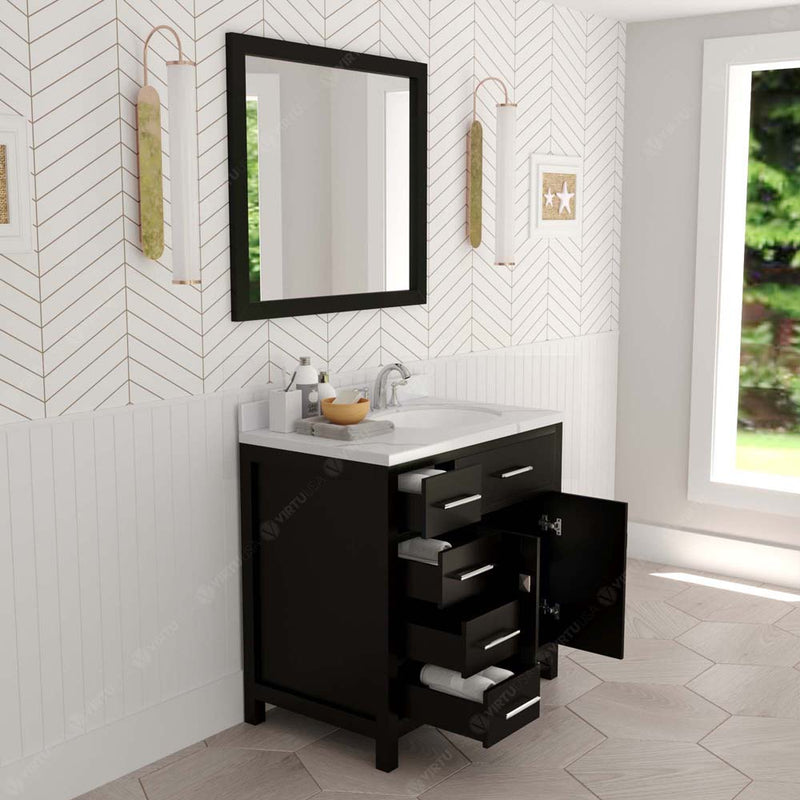 Modern Fittings Caroline Parkway 36" Single Bath Vanity with Calacatta Quartz Top and Round Sink