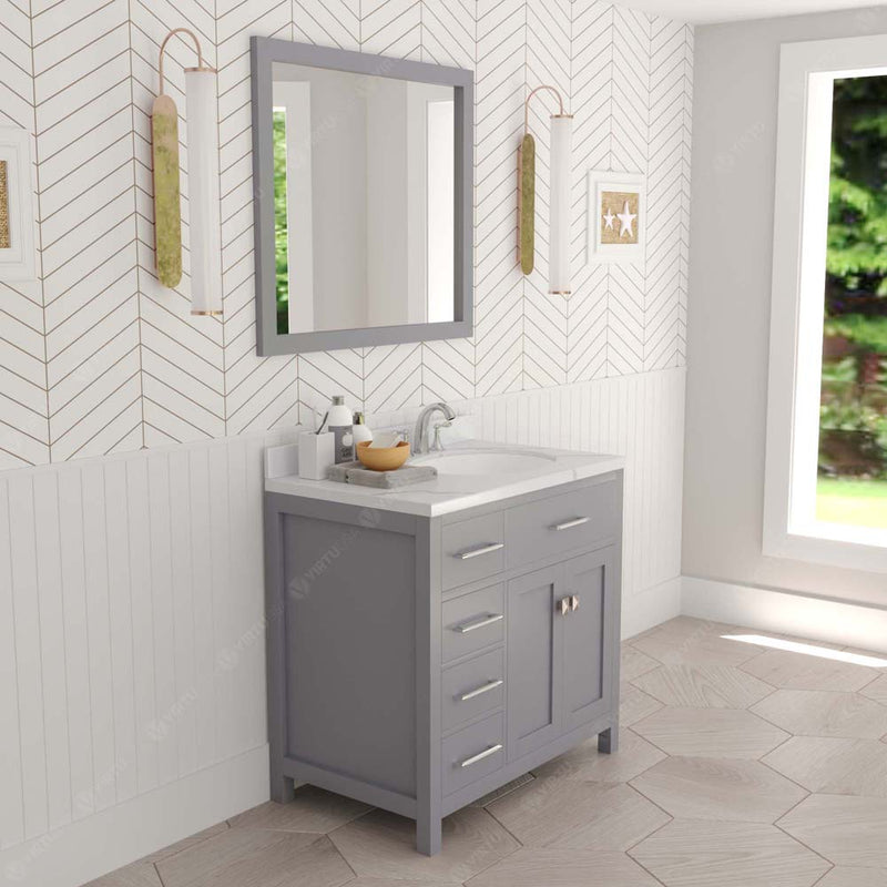 Modern Fittings Caroline Parkway 36" Single Bath Vanity with Calacatta Quartz Top and Round Sink