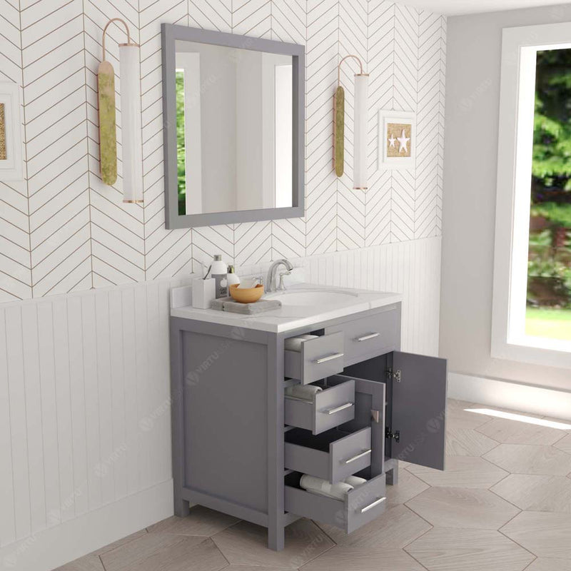 Modern Fittings Caroline Parkway 36" Single Bath Vanity with Calacatta Quartz Top and Round Sink