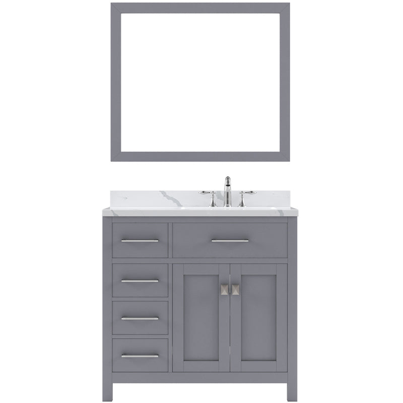 Modern Fittings Caroline Parkway 36" Single Bath Vanity with Calacatta Quartz Top and Round Sink Faucet