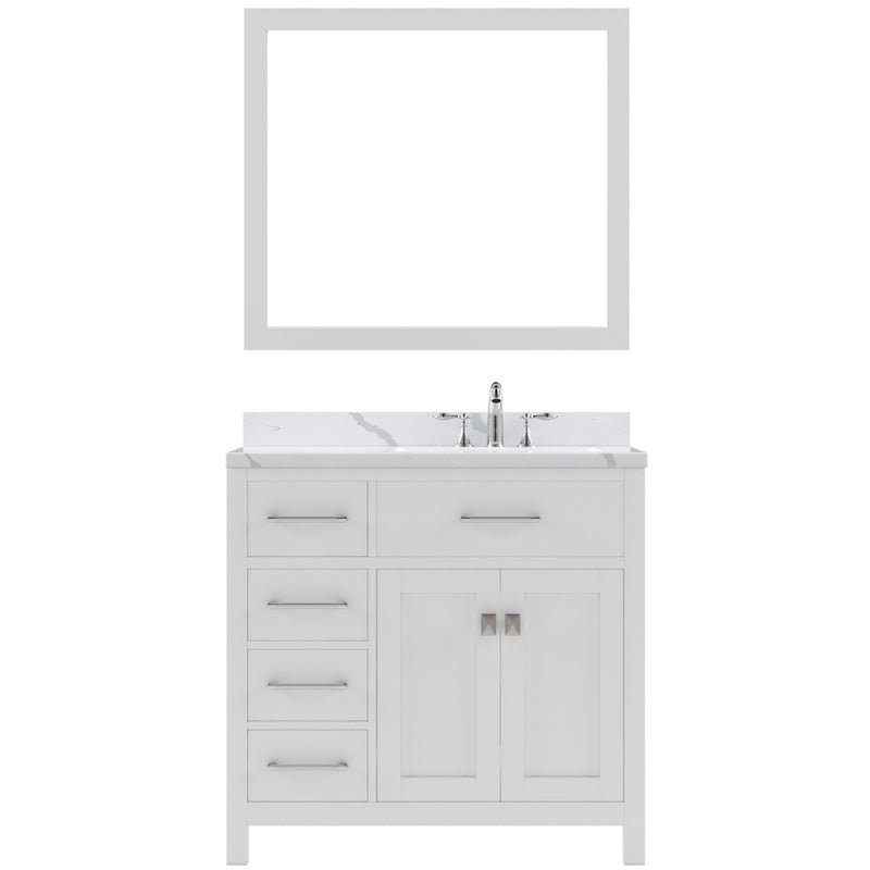 Modern Fittings Caroline Parkway 36" Single Bath Vanity with Calacatta Quartz Top and Round Sink