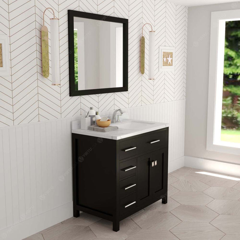 Modern Fittings Caroline Parkway 36" Single Bath Vanity with Calacatta Quartz Top and Square Sink Faucet