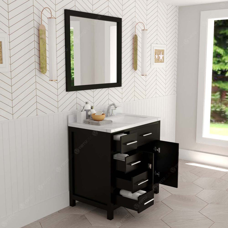 Modern Fittings Caroline Parkway 36" Single Bath Vanity with Calacatta Quartz Top and Square Sink Faucet