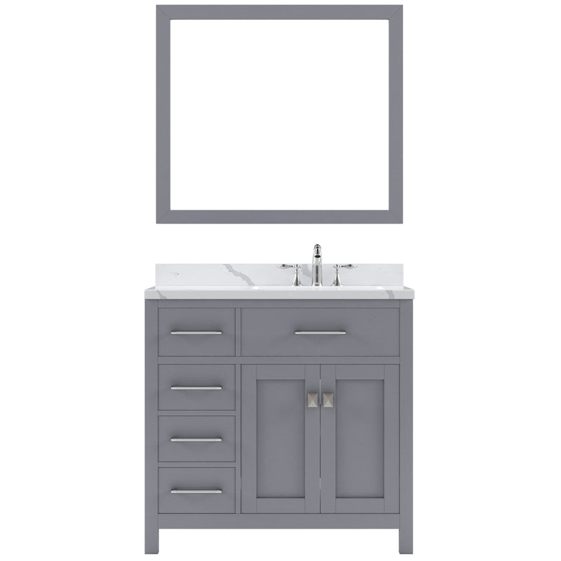 Modern Fittings Caroline Parkway 36" Single Bath Vanity with Calacatta Quartz Top and Square Sink Faucet