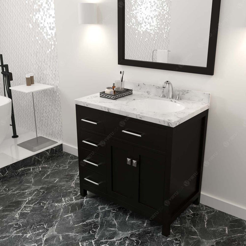 Modern Fittings Caroline Parkway 36" Single Bath Vanity with Cultured Marble Quartz Top and Round Sink