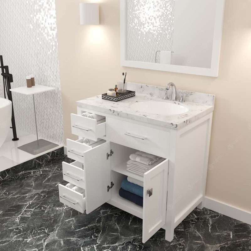 Modern Fittings Caroline Parkway 36" Single Bath Vanity with Cultured Marble Quartz Top and Round Sink Faucet