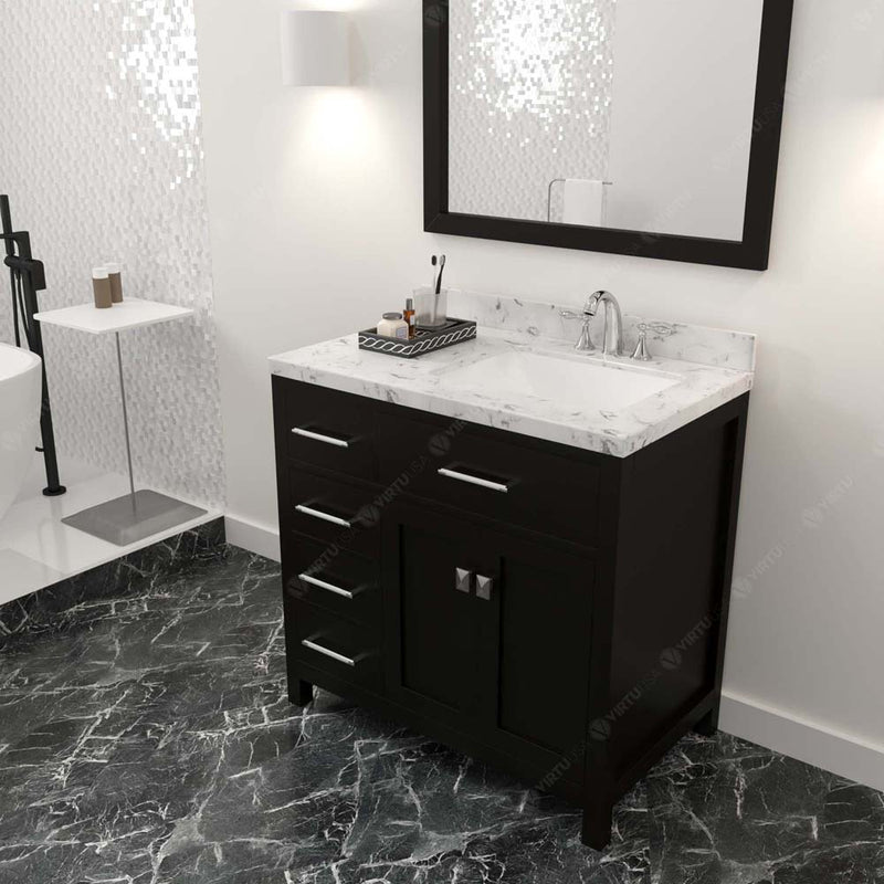 Modern Fittings Caroline Parkway 36" Single Bath Vanity with Cultured Marble Quartz Top and Square Sink Faucet