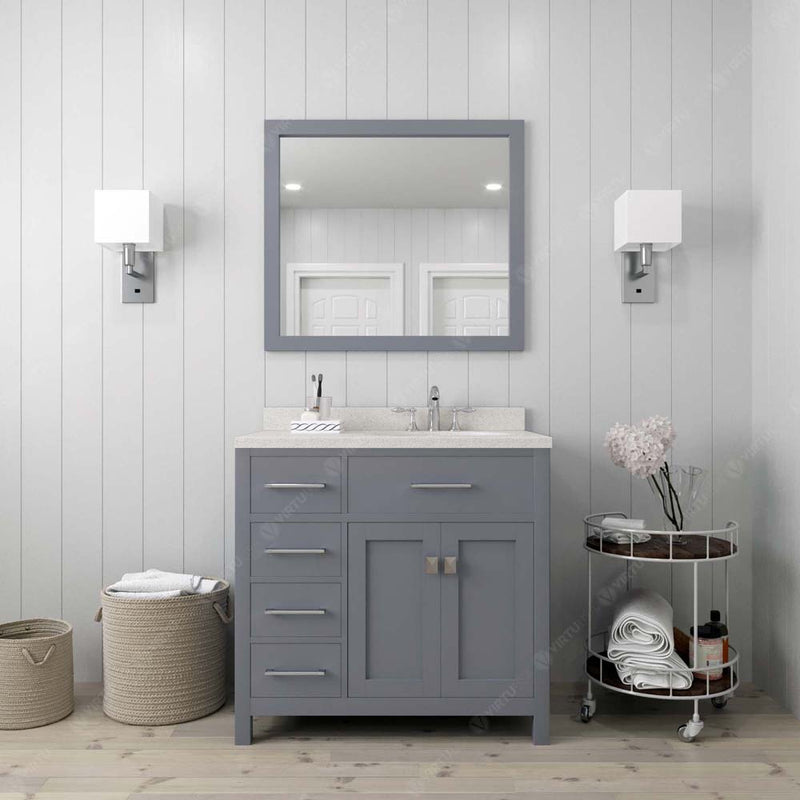 Modern Fittings Caroline Parkway 36" Single Bath Vanity with Quartz Top and Round Sink Faucet