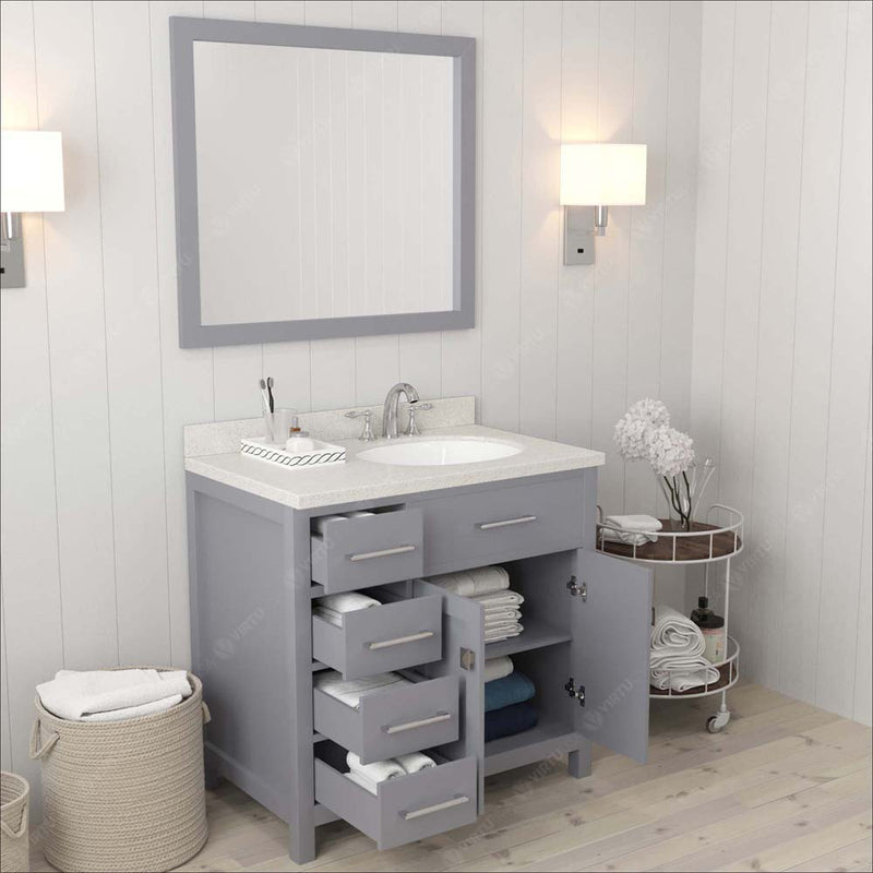 Modern Fittings Caroline Parkway 36" Single Bath Vanity with Quartz Top and Round