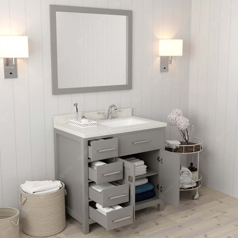 Modern Fittings Caroline Parkway 36" Single Bath Vanity with Quartz Top and Square Sink