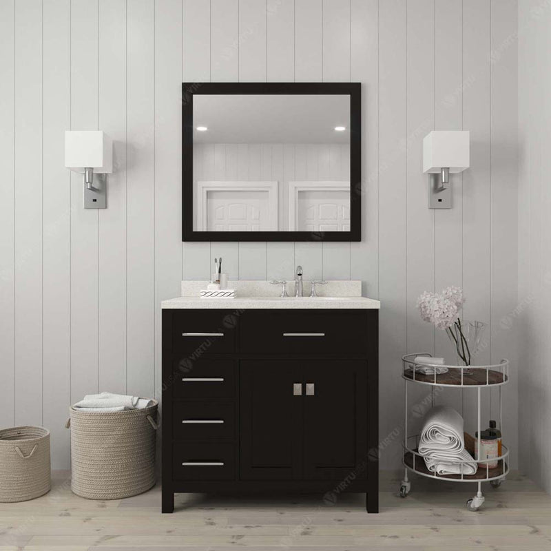 Modern Fittings Caroline Parkway 36" Single Bath Vanity with Quartz Top and Square Sink Faucet