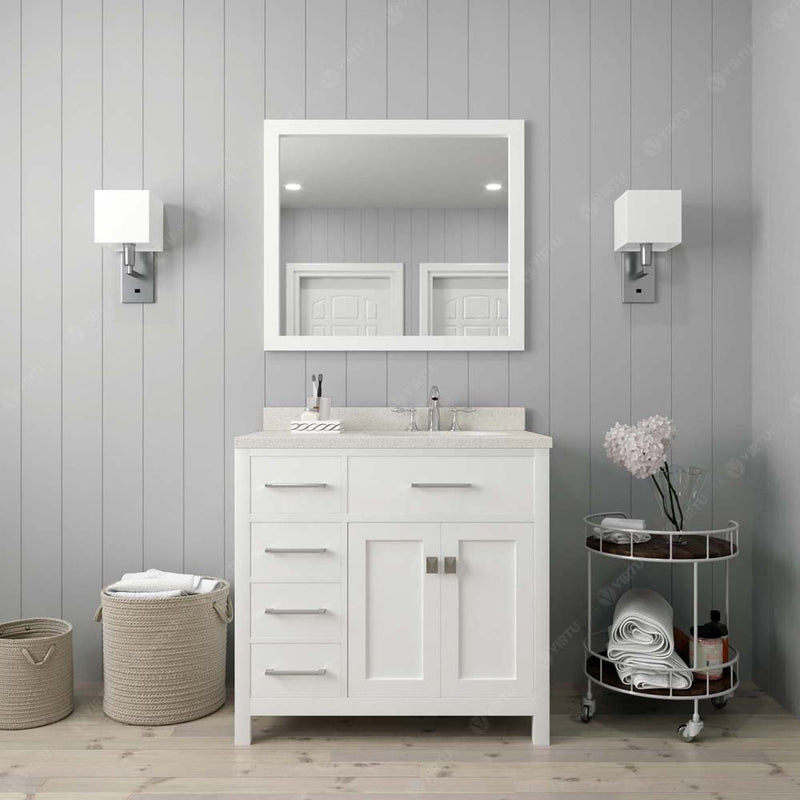 Modern Fittings Caroline Parkway 36" Single Bath Vanity with Quartz Top and Square Sink