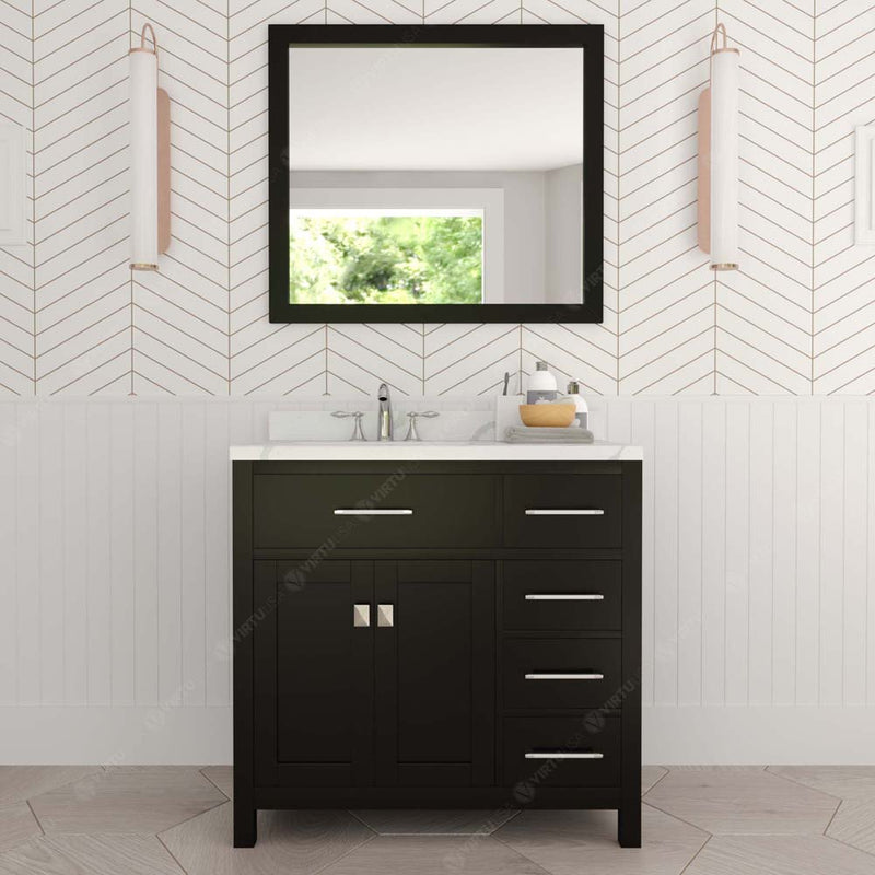 Modern Fittings Caroline Parkway 36" Single Bath Oval Vanity with Calacatta Quartz Top and Round Sink Faucet